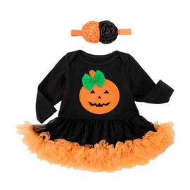 Matreeglam Halloween Costume, Pumpkin Baby Costume, Long Sleeve Romper, One-piece Dress, Girl, Cute, Baby Clothing, Pumpkin, Fancy Dress with Tutu, Newborn Clothes, Children, Halloween Costume, Romper