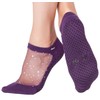 Shashi Purple Glitter Mesh Non Slip Ergonomic Socks Pilates Barre