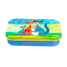 Fridolin Edition Pill Box - Metal - Rosina Wachtmeister, Momenti di Felicità - Dimensions: 10 × 2 × 6.2 cm