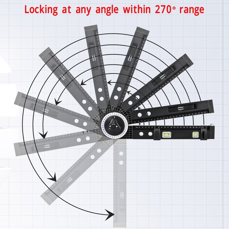 Woodworking Protractor Tool with Spirit Level Gauge Angle Finder Protractor