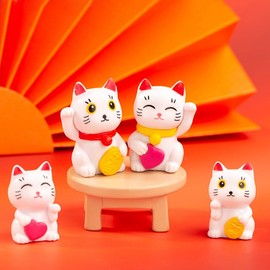 SHIDXIB 8Pcs Cute Lucky Cat Figurines for Landscape Garden Decoration and Home Decor