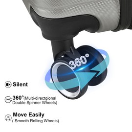 Luggage Suitcase 3 Piece Sets Hardside Carry-On Luggage With Spinner Wheels 20"/24"/28" - Cement Grey