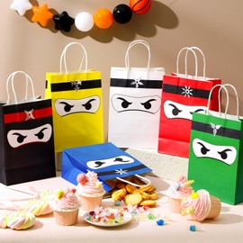 Chivertion 12 Pcs Ninja Gift Bags with Handles Ninja Birthday Party Decorations Party Favor Gift Supplies Candy Treat Goody Bags for Kids