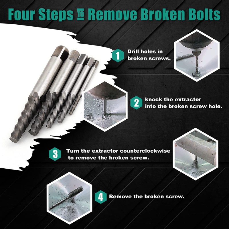 COMOWARE 10pcs Screw Extractor & Left Hand Drill Bit Set,