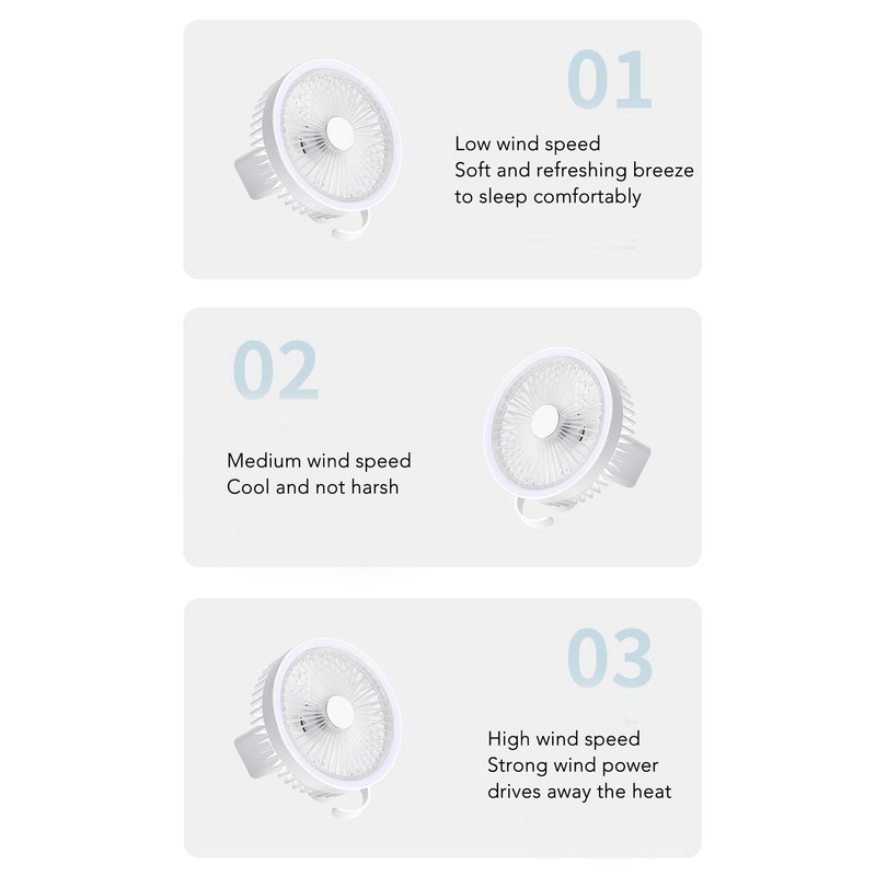 Tripod Stand Fan USB Rechargeable Retractable Portable Camping Fan Hanging