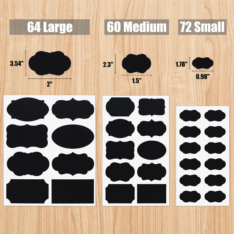 ONUPGO Chalkboard Labels Stickers Bulk - 196 Reusable Chalk Sticker