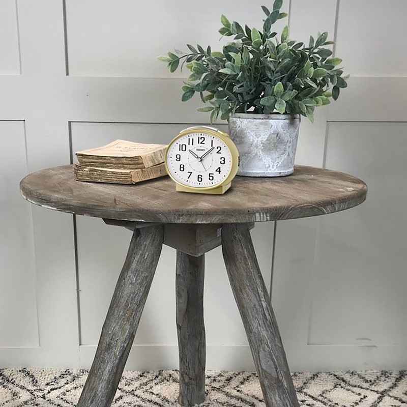 Seiko QHK059GLH Oval Non Ticking Bedroom Alarm Clock, Gold, 4.4