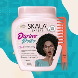 Skala Expert Divino Potão Hair Care, 1000g - Brazilian Treatment Cream - Sulfate, Paraben, Silicone Free - Includes Free Comb (Comb Color May Vary)