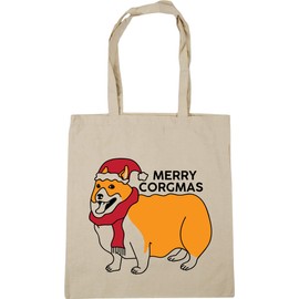 Hippowarehouse Merry Corgmas Christmas Corgi Dog Tote Shopping Gym Beach Bag 42cm x38cm, 10 litres