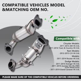 ZAIGANMA Upgrade Front & Rear Converter Compatible with 2011-2019 Chrysler Town & Country, Dodge Grand Caravan, Journey, Avenger, 200 3.6L Replace 674121 (EPA Compliant)