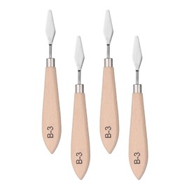 HARFINGTON 4Pcs Palette Knife Painting Tool 6.69" Stainless Steel Blade Spatula Painting Pallet Knife Design Beech Wood Handle for Oil Acrylic Canvas Color Mixing