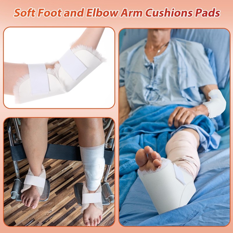 4 Pcs Elbow and Heel Protector Medium Sheepskin Heel Arm