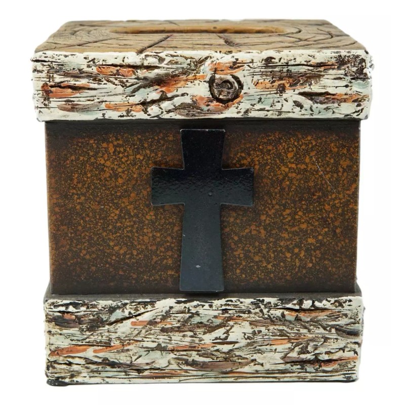 Ebros Gift Rustic Western Fleur De Lis Cross With Birchwood