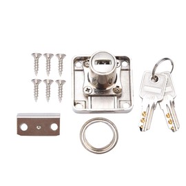 2 pcs Cylinder Cupboard Drawer Lock Zinc Alloy Cabinet Deadbolt Lock Square Base Screw Fixed Furniture Security Lock (1)