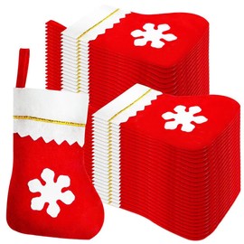 Succwoah 100 Pieces Red Felt Christmas Stockings Bulk 8 Inch Small Christmas Santa Stockings Hanging Xmas Stockings for Winter Christmas Trees Holiday Home Party Decoration(Red with White Trim)