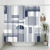 Yeele Navy Blue Geometric Line Art Shower Curtain, Modern Abstract