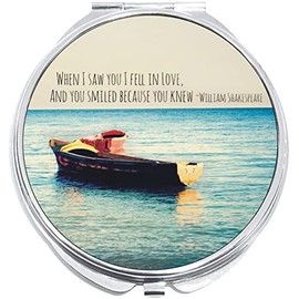 NewCharms When I Saw You I Fell in Love Compact with Mirrors - Perfect Pocket and Purse Size Folding Mirror for Applying Make Up Anywhere