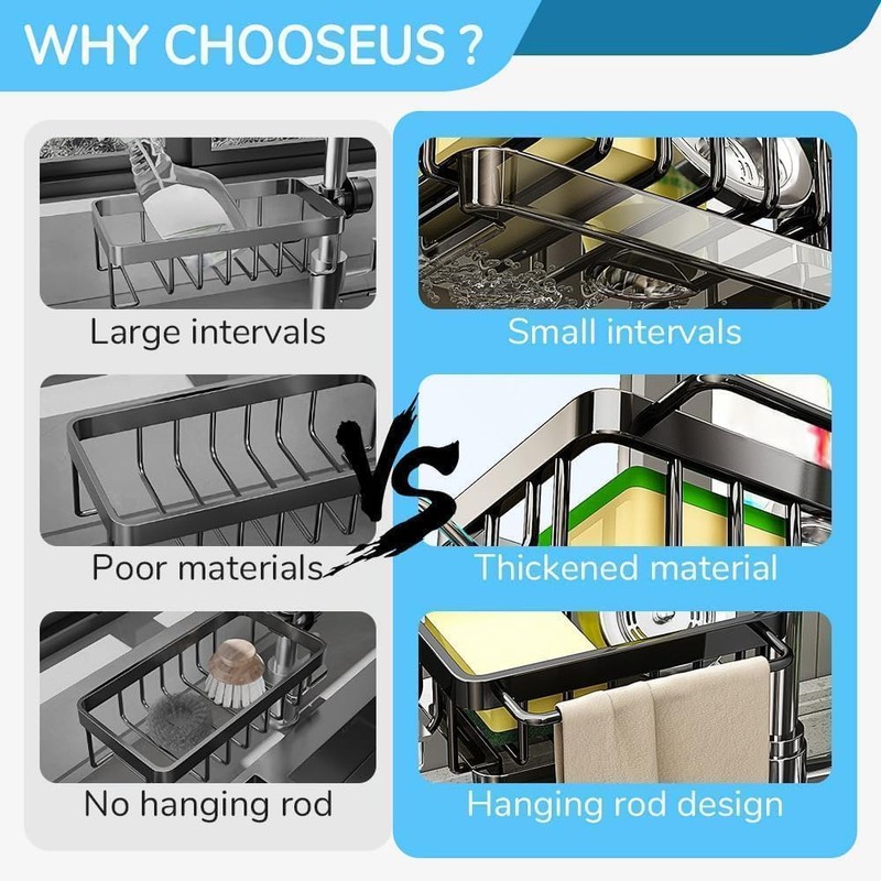 DINGFENG Sink Organiser, Kitchen Sink Organiser, Additional Reinforcement Sink Organiser,