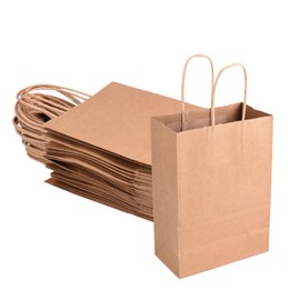 30 Stück Papiertüten Braun Kleine Papiertüten mit Henkel 15x8x21cm Mitgebsel Tüten Geschenktüten Kraftpapier Geschenktüten für Einkaufstaschen Weihnachten Geburtstag Hochzeit Partytüten