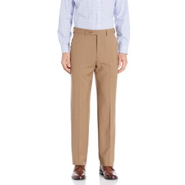 Palm Beach Men's Phillip Flat Front Dress Pant, Camel, 32W Regular
