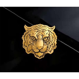 ulricar Retro Tiger Face Head Brooch Pin Metal Animal Brooches Men's Suit Shirt Badge Lapel Pins for Women Fashion Jewelry Accessories
