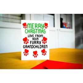 Christmas Card From Furry Grandchildren, Dogs, Cats, Pets, For Grandad, Grandma, Grandparent