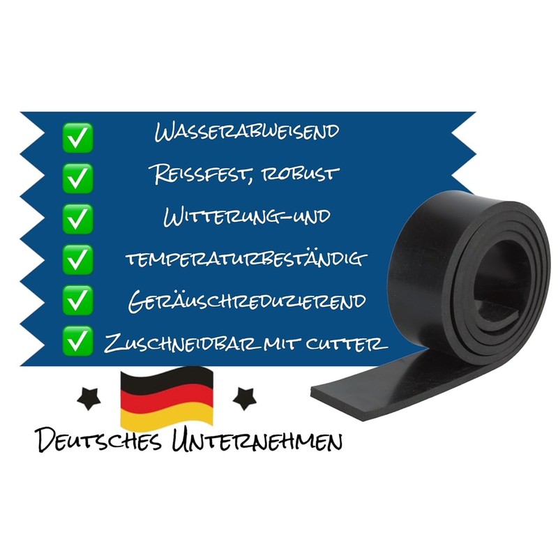 1000 mm x 80 mm x 5 mm rubber pad,