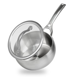 Beviss 18/10 Stainless Steel Saucepan, 1.5 Quart Small Sauce Pan with Clear Glass Lid, 3mm Thickness Heavy Duty Sauce Pot with Stay-Cool Handles, Induction Compatible, Dishwasher Safe & Oven Safe