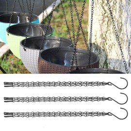 Juego de 3 uds de Cadena Colgante de Hierro de Repuesto para Maceta y Maceta de jardín + Juego de Ganchos