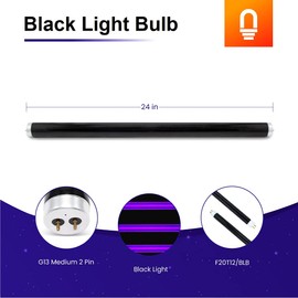 lumenivo F20T12/BLB Fluorescent Black Light (Blue) Bulb Replacement 20 Watts Black Light 24 Inch Bulb - G13 Medium 2 Pin - 1 Pack