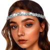 Flayem Women's Head Chain Black Shiny Elastic Rhinestone Headband (Black,
