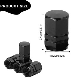 Tadipri Ventilkappen Auto Schwarz, 12 Stück Reifenventilkappen Aus Aluminiumlegierung, Griffige Sechseckige Ventilabdeckung Fahrrad Mit O-Ring-Dichtung Für Autos, Motorräder, (Schwarz)