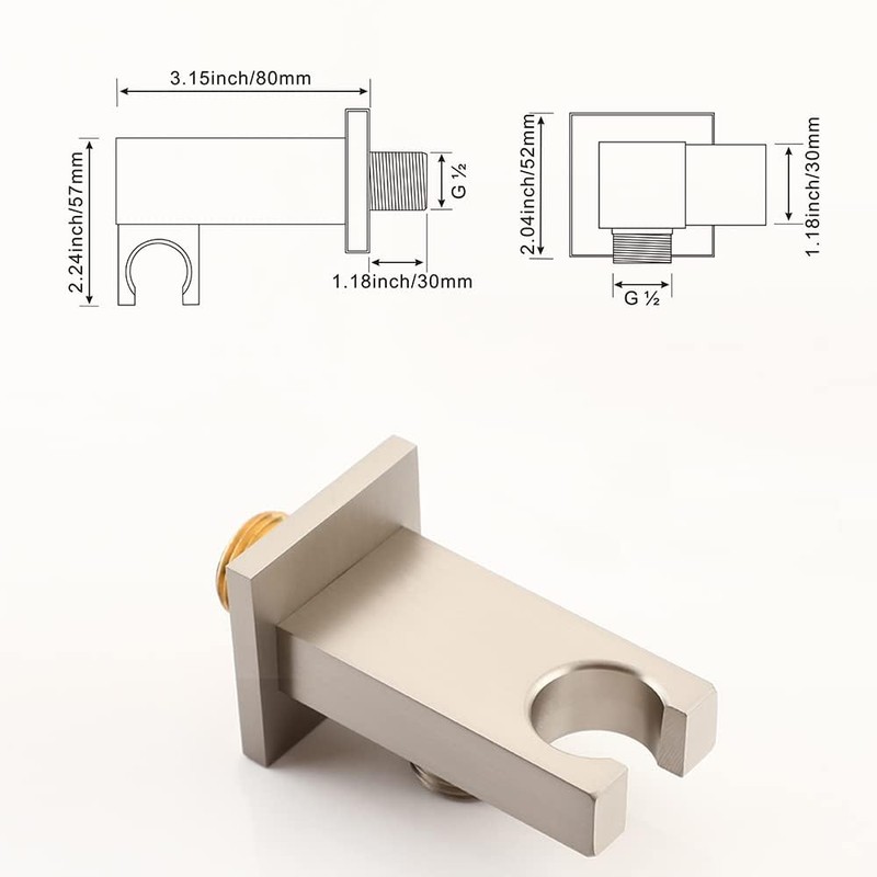 Ownace Square Solid Brass Brushed Nickel Hand Held Shower Head