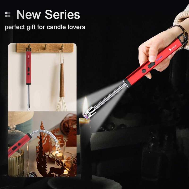 SUPRUS Rechargeable Candle Lighter Electric Arc Triple Safety Long Lighter