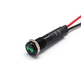 Alpinetech PLB8MS 8mm 5/16" 12V LED Metal Signal Indicator Pilot Dash Light Black Bezel with Symbols (Hazard Light)