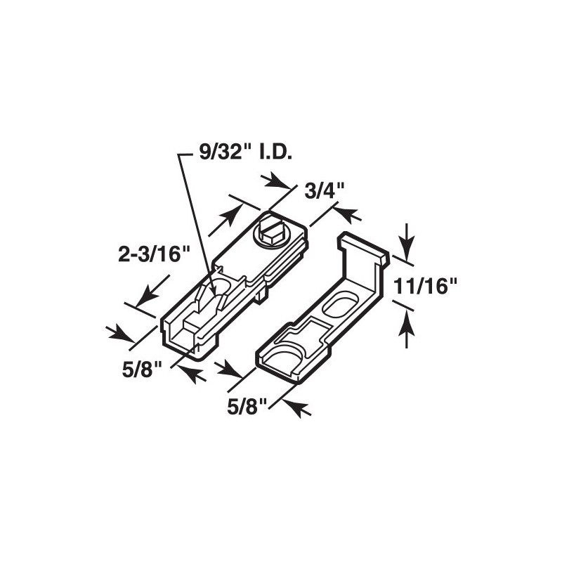 Primeline Tools Closet Door Top Pivot Bracket,3-3/4" L N 6710-1