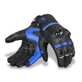 RideMaxx Premium Leather Motorbike Motorcycle Gloves Touch Screen Gloves with Knuckle Protection Racing gloves Riding Gloves (M, Racing Blue)