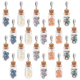 PH PandaHall 20pcs Mini Glass Bottle Pendants, Electroplated Glass Beads Filling Pendants European Dangle Charms Wishing Bottle with Cork Stopper for Necklace Earring Keychain Jewelry Making