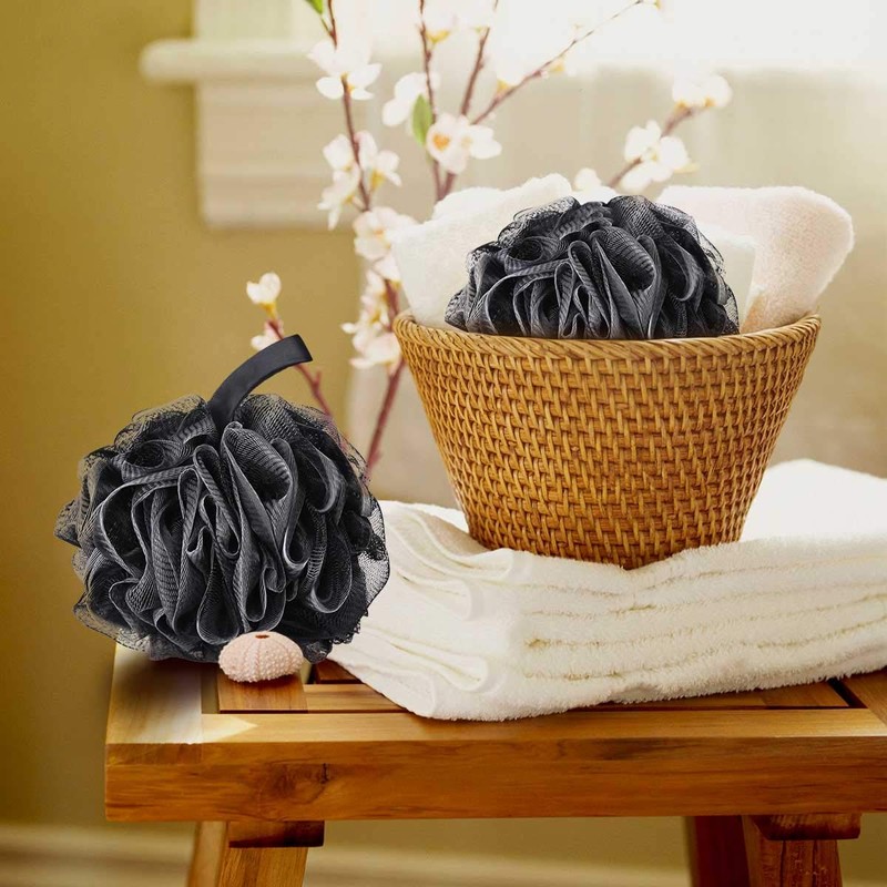 Tbestmax 75g XL Black Loofah Sponge for Exfoliating, Soft Shower