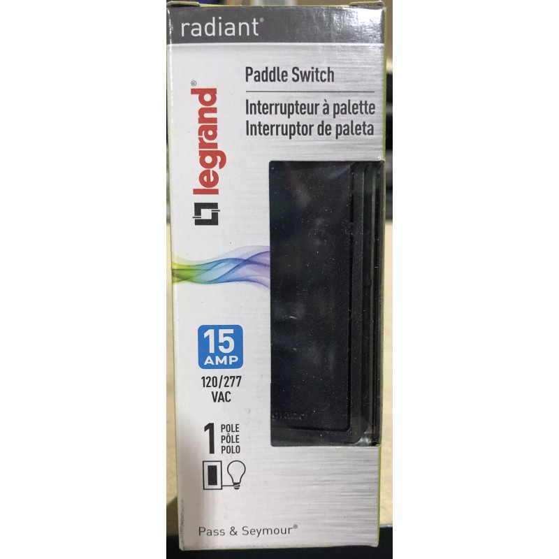 Legrand Radiant Paddle Switch 1 Pole 15 Amp in Graphite