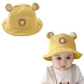 Umeloeo Baby Hat, Bucket Hat, Bear with Ears, Cute, Baby Hat, Sun Hat, Girls, Boys, Kids, Wide Brim, Sun Hat, Summer, Spring, UV Protection, UV Protection, hellobea yellow