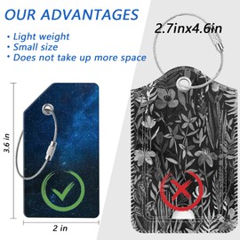 2 Luggage Tags, (1" Smaller Than Traditional) Perfect for Quick Luggage Identification with Stainless Steel Ring and Address Card for Travel and Luggage (Star)