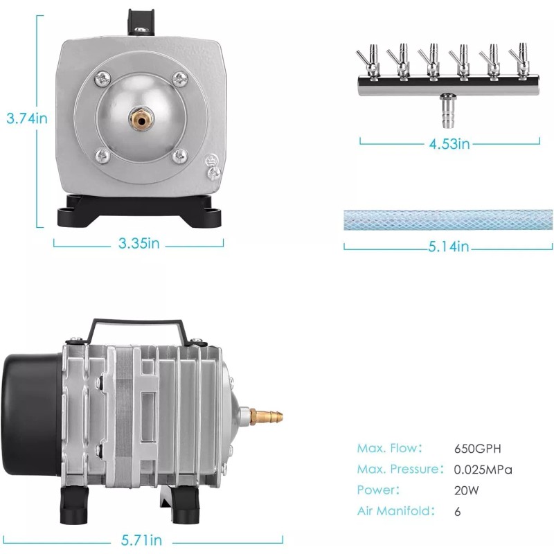 FUMAK High Pressure Aquarium Air Pump 650Gph Efficient Long Life