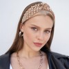 YISSION Pearl Knotted Headband for Women Non Slip Leather Beaded
