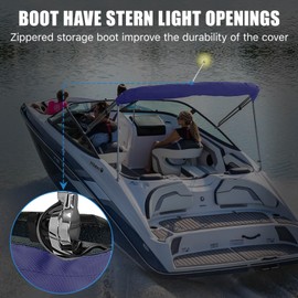 3Bow Bimini Top Storage Boot Cover with Light Hole Bimini Cover Boot Waterproof 900D Marine Grade Pontoon Bimini Top Replacement Boot,6'L 67"-72" W Navy Blue