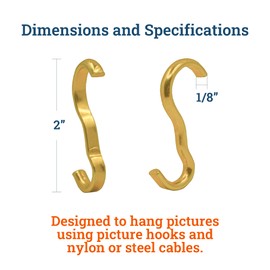 PHS Picture Rail Hooks - Durable Picture Rail Hangers - 25 Pack, Supports up to 25 Pounds, Easy to Install Molding Hooks for Dorm, Home, Gallery Wall & Art Hanging System