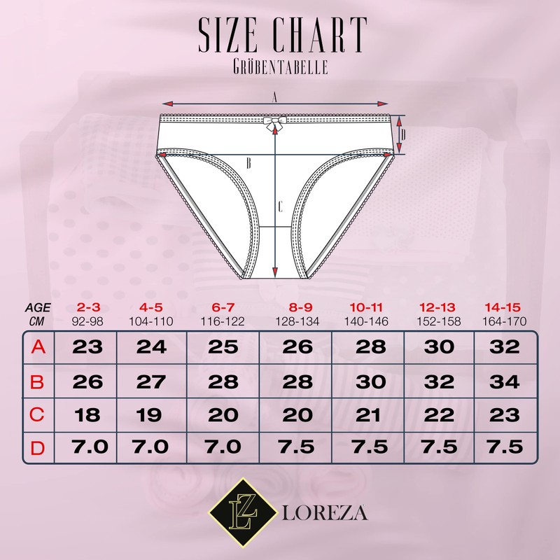 LOREZA ® Pack of 10 Girls' Cotton Briefs Various Designs