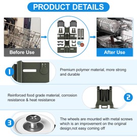 (12 Packs) Upgraded W10350375 Dishwasher Parts for Whirlpool Dishwasher Top Rack Parts WDT730PAHZ0 Upper Rack Parts With W10195372 W10195372 Dishwasher Adjuster Housing,For Kenmore Dishwasher Parts