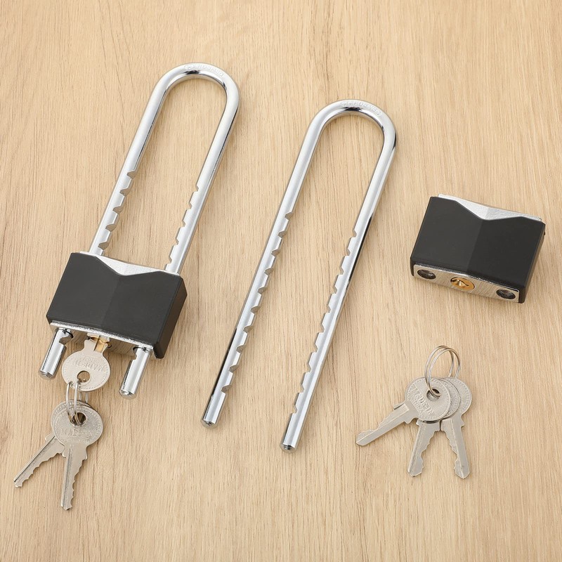 4 Pcs Long Shackle Padlock with Key 2 Inch Solid