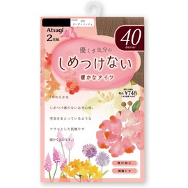 Atsugi PS68402P Women's Tights, 40 Denier, 2 Pairs Set, Gentle Feeling, nude beige, L–LL